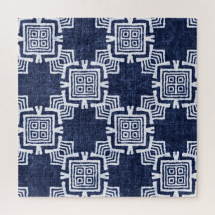 Twisted indigo chequered textured background. jigsaw puzzle