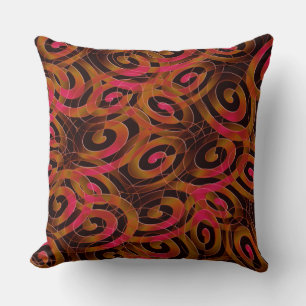 Twisted irregular spirals, gradient sepia to coral cushion