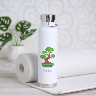 Twisted Japanese Bonsai Tree Custom Text Water Bottle