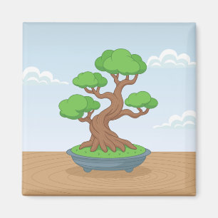 Twisted Japanese Bonsai Tree on Table Magnet