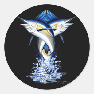 Twisted Marlins Jumping Classic Round Sticker