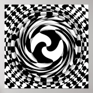 Twisted mind Black and white op art 12" x 16" Poster