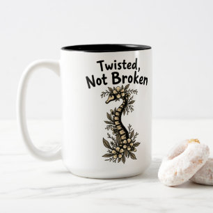 Twisted not Broken-Scoliosis Awareness Two-Tone Coffee Mug