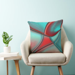Twisted plates with convex edge red and turquoise cushion
