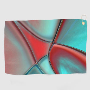 Twisted plates with convex edge red and turquoise  golf towel