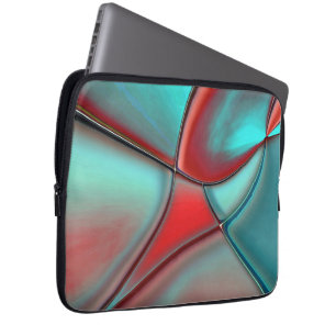 Twisted plates with convex edge red and turquoise laptop sleeve
