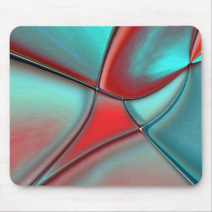 Twisted plates with convex edge red and turquoise  mouse mat