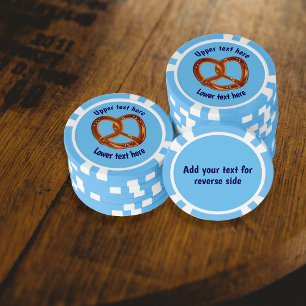Twisted Pretzel Salty Snack Food - text both sides Poker Chips