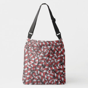 Twisted Red Striped Abstract Candy Canes Crossbody Bag