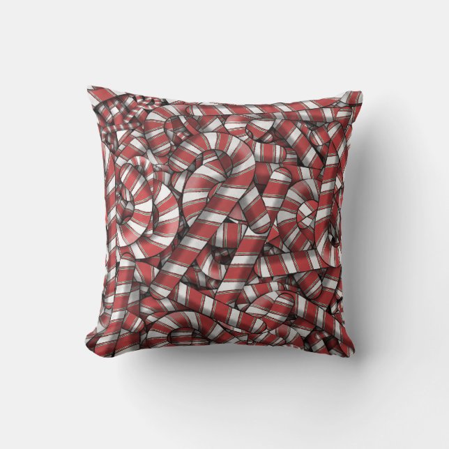 Twisted Red Striped Abstract Candy Canes Cushion (Front)