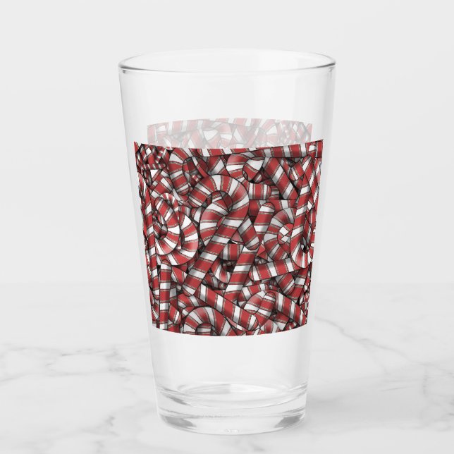 Twisted Red Striped Abstract Candy Canes Glass (Front)