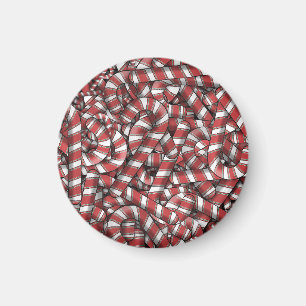 Twisted Red Striped Abstract Candy Canes Magnet