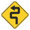 Twisted Road Ahead Highway Sign