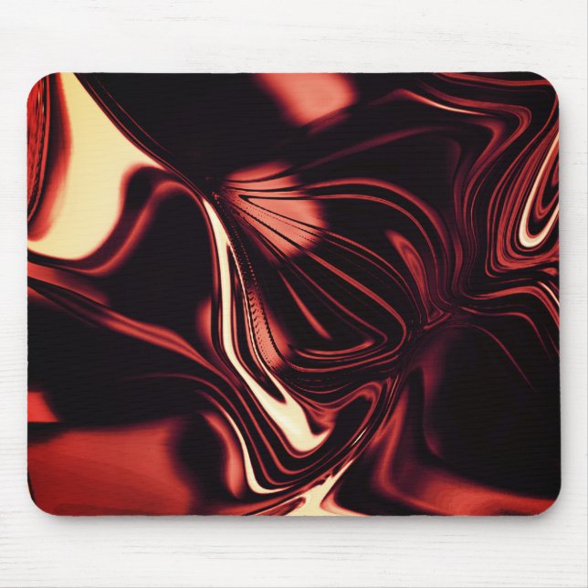Twisted shapes in red that look like matte metal   mouse mat (Front)