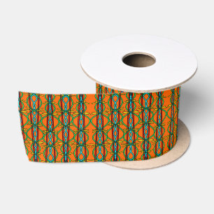 Twisted Southwestern Style Symmetrical Line Art Satin Ribbon