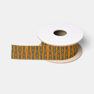 Twisted Southwestern Style Symmetrical Line Art Satin Ribbon