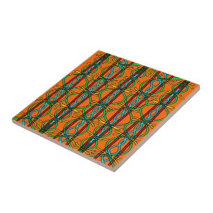 Twisted Southwestern Style Symmetrical Line Art Tile