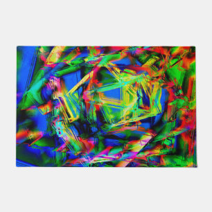 Twisted stained squares, green colourful brushstro doormat