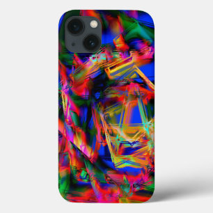 Twisted stained squares with colored 'brushstroke' iPhone 13 case