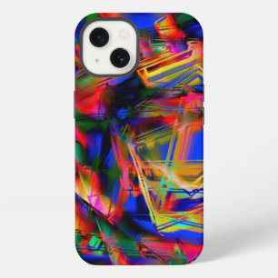 Twisted stained squares with colored 'brushstroke' iPhone 13 case