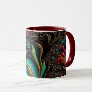 Twisted Teal, Brown and Orange Fractal Art Mug