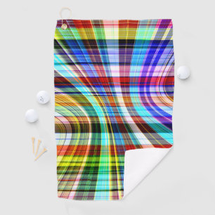 Twisted transparent coloured stripes crossing golf towel