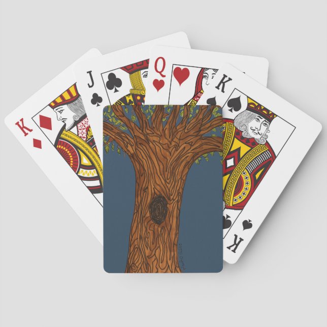 Twisted Tree with Blue background Playing Cards (Back)