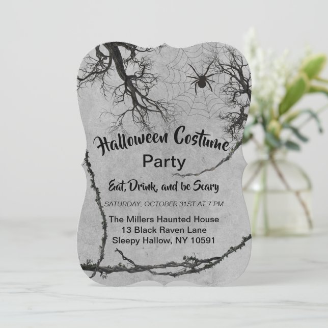 Twisted Vines and Spider Halloween Invitation (Standing Front)