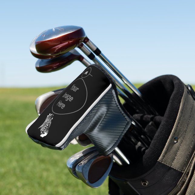 Twisted White Stripes Zebra Silhouette Monogram Golf Head Cover (In Situ)