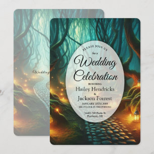 Twisted Woodland Lantern Path Wedding Invitation