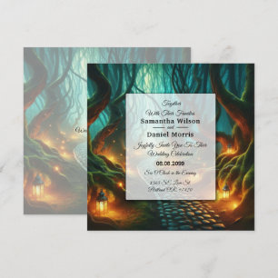 Twisted Woodland Lantern Path Wedding Invitation