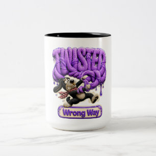 Twisted Wrong Way Funny Sarcastic Two-Tone Coffee Mug
