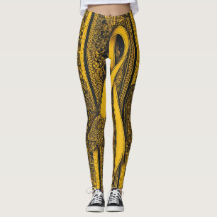 Twisted Yellow ribbon AI art Leggings