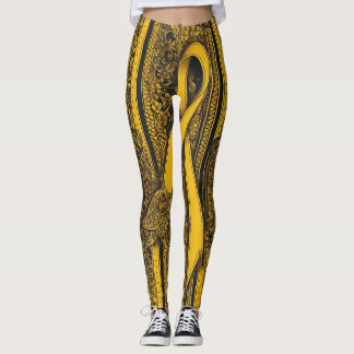 Twisted Yellow ribbon AI art  Leggings