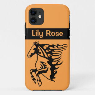 Twister Orange Pony Horse Stallion Bronco Line Art iPhone 11 Case