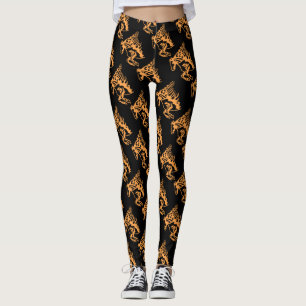 Twister Orange Pony Horse Stallion Steed Line Art Leggings