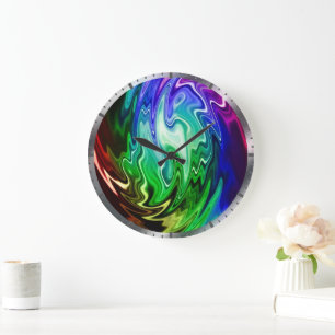 Twisting Liquid Multicolors Open Large Clock