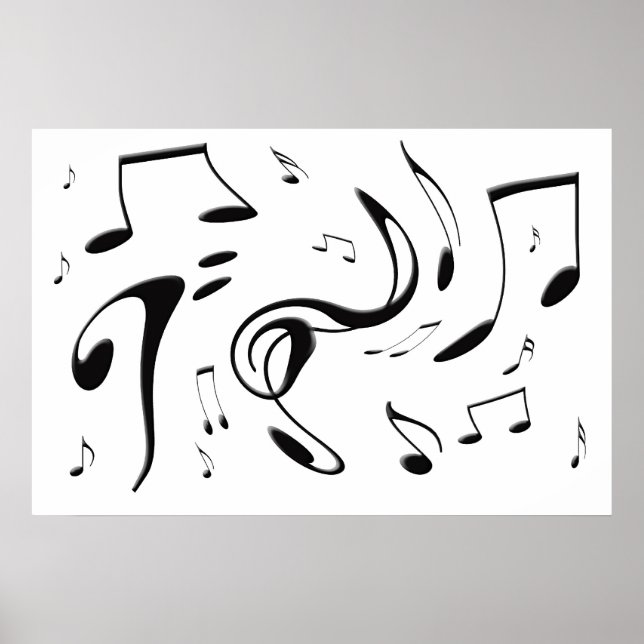 Twisting Musical Notes Poster (Front)