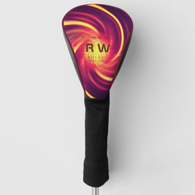 Twisting Red Orange Personalised Golf Head Cover (Front)