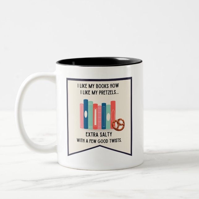 Twisty Plots and Pretzels - Book Lover Mug (Left)