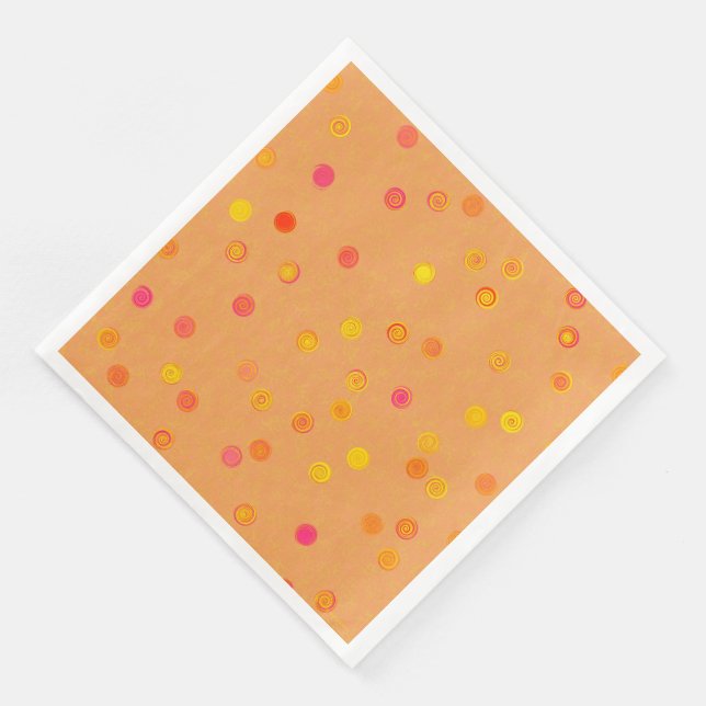 Twisty Polka Dot Spiral Orange Paper Party Napkins (Corner)