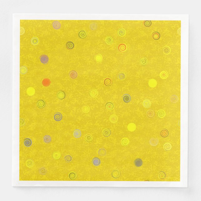 Twisty Polka Dot Spiral Yellow Paper Party Napkins (Front)