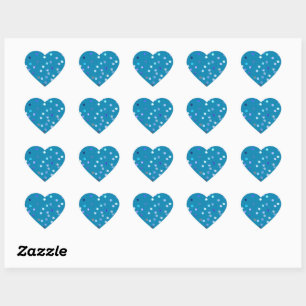 Twisty Polka Dot Spirals Blue Heart Stickers
