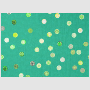 Twisty Polka Dot Spirals Green Tissue Paper