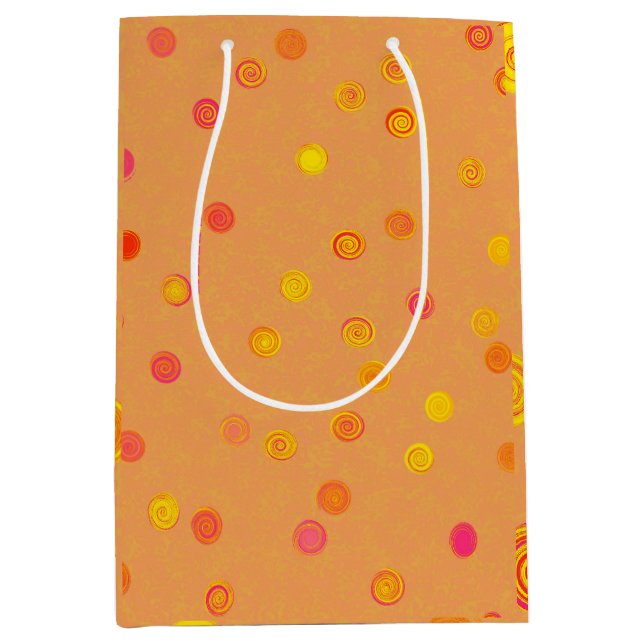 Twisty Polka Dot Spirals Orange Gift Bag (Front)
