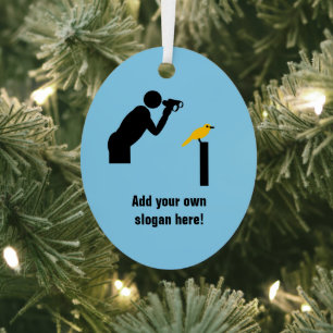Twitcher / Birdwatcher - add a slogan and name to Metal Tree Decoration