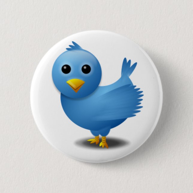 Twitter bird 6 cm round badge (Front)