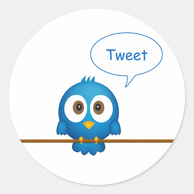 Twitter bird classic round sticker (Front)