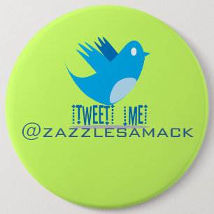Twitter Bird Follow Me- Choose Background Colour 6 Cm Round Badge