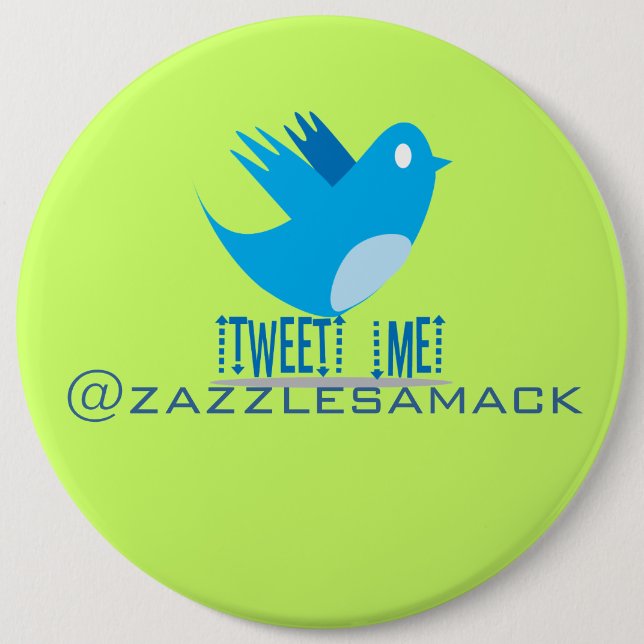 Twitter Bird Follow Me- Choose Background Colour 6 Cm Round Badge (Front)